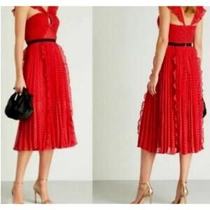 Self-Potrait Red Polka Dot Midi Dress